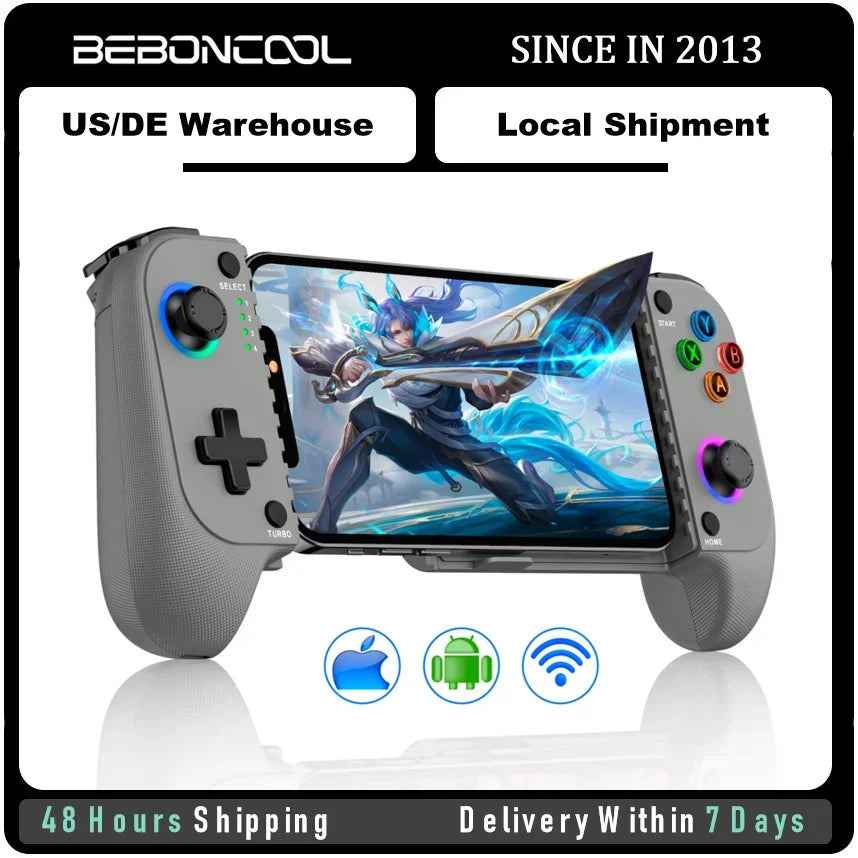 BEBONCOOL MC103 Gamepad Type-C Mobile Phone Controller Hall Effect Stretching Handle Joystick Android Ps Cloud Game Customized