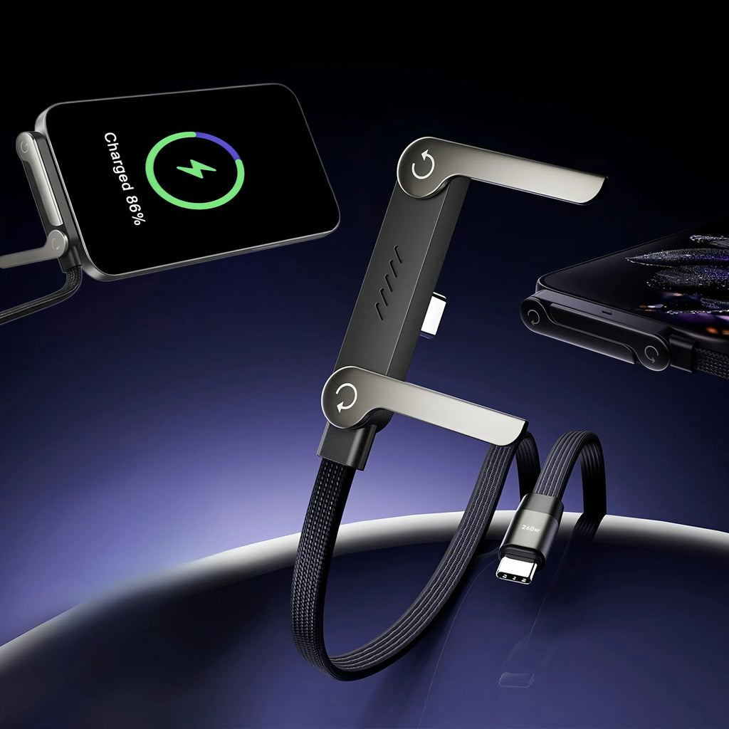 240W Fast Charging Foldable Mobile Phone Holder Data Cable Multi-Angle Adjustment Non-Stop Charging Phone Holder PD Usb Cable