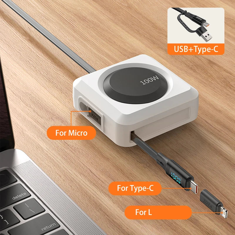 PZOZ 100W Retractable USB-C Cable with Digital Display