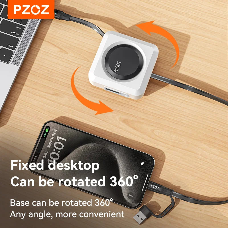 PZOZ 100W Retractable USB-C Cable with Digital Display