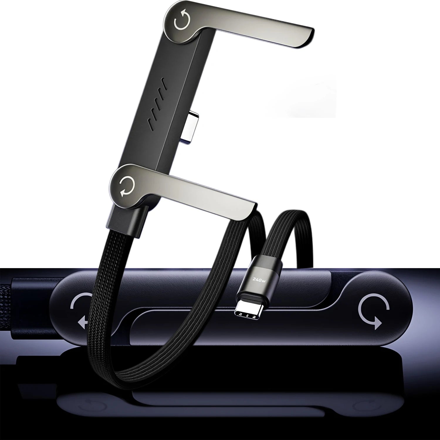 240W Fast Charging Foldable Mobile Phone Holder Data Cable Multi-Angle Adjustment Non-Stop Charging Phone Holder PD Usb Cable